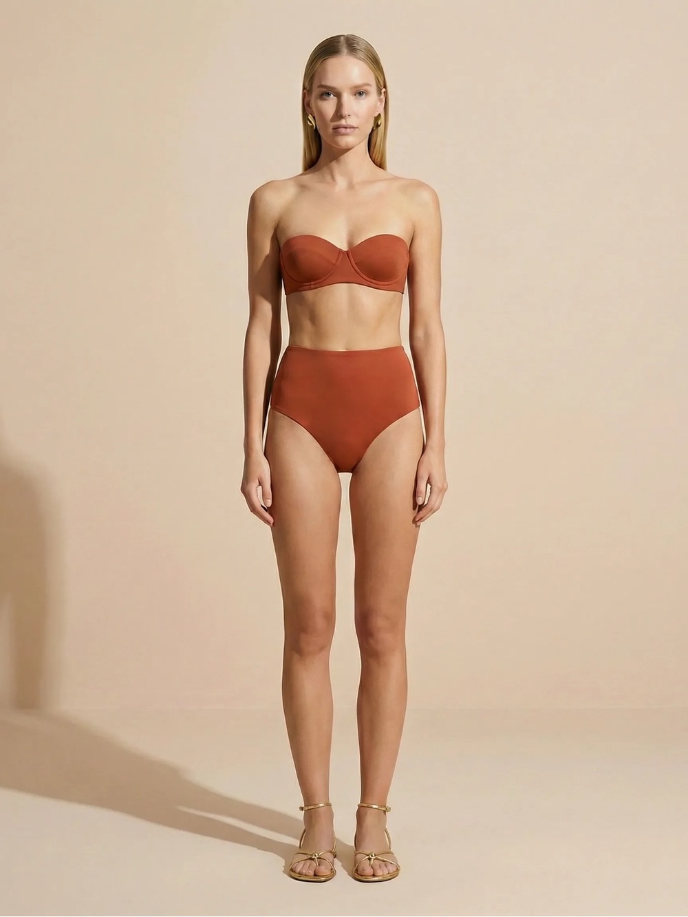 PUNTAMAR NWT Terracotta Underwire Bandeau High Waist Bikini Set - Picture 10 of 11